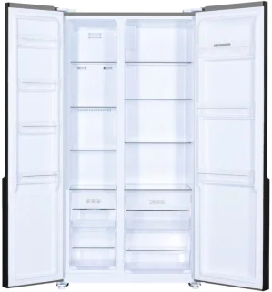 Heinner Side-by-Side Koelkast 442L Zwart Glas