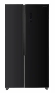 Heinner Side-by-Side Koelkast 442L Zwart Glas