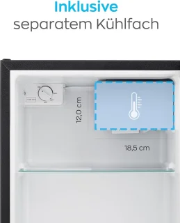 Heinrich HKB4188SW mini koelkast met vriesvak zwart 45L