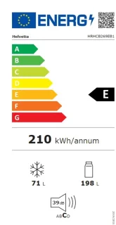 Helvetia HRHCB269EB1 Koel-Vriescombinatie Wit 268L