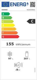Hisense RB390N4BWC - Koel-vriescombinatie