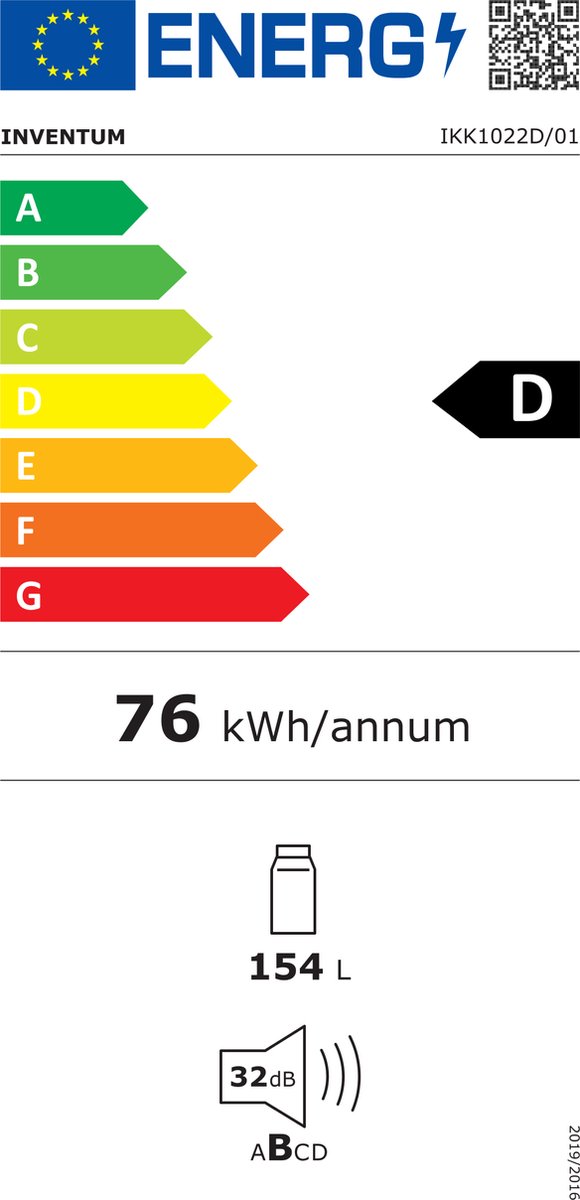 Inventum IKK1022D Inbouw Koelkast 154L Wit