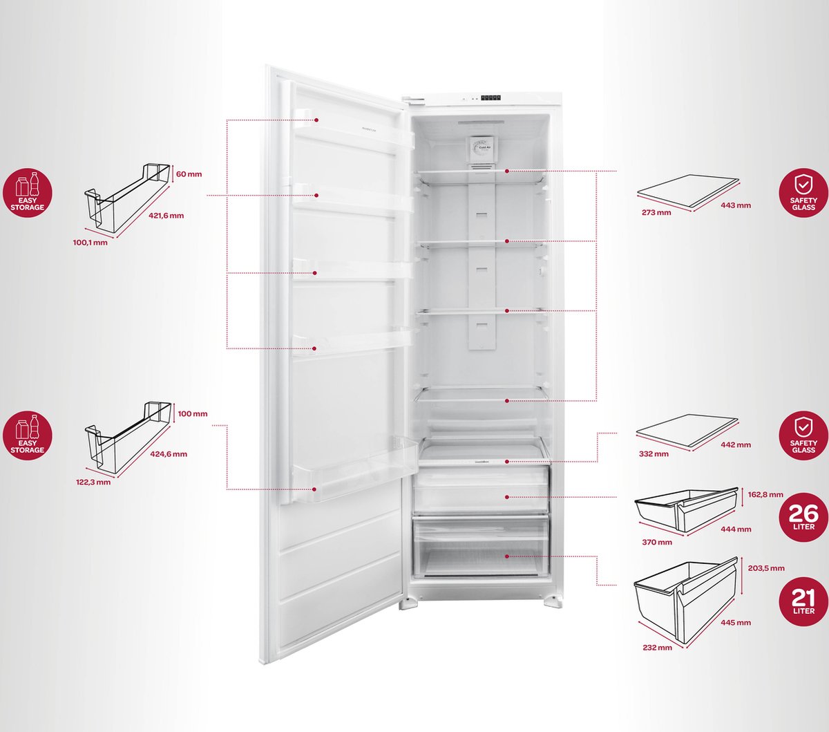 Inventum IKK1785S Inbouw Koelkast 294L Wit