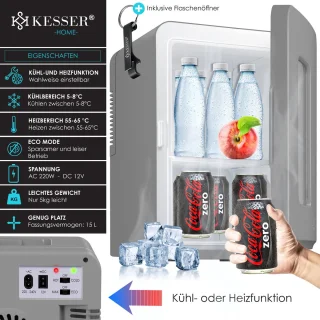 KESSER® Mini Koelkast 15L Tafelmodel Donkergrijs