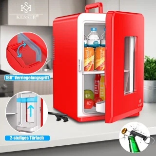KESSER® Mini Koelkast 15L Tafelmodel Rood AC/DC
