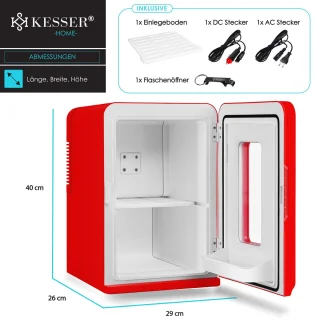 KESSER® Mini Koelkast 15L Tafelmodel Rood AC/DC