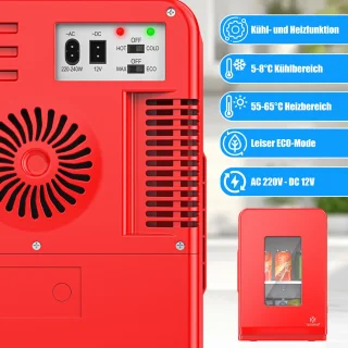KESSER® Mini Koelkast 15L Tafelmodel Rood AC/DC