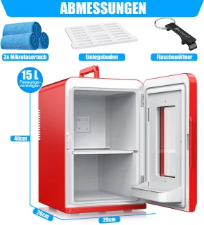 KESSER® Mini Koelkast 15L Tafelmodel Rood AC/DC