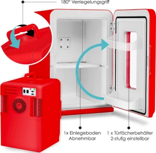 KESSER® Mini Koelkast 15L Tafelmodel Rood AC/DC