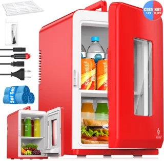KESSER® Mini Koelkast 15L Tafelmodel Rood AC/DC