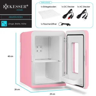 KESSER® Tafelmodel Mini Koelkast 15L Roze AC/DC