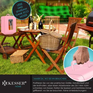 KESSER® Tafelmodel Mini Koelkast 15L Roze AC/DC