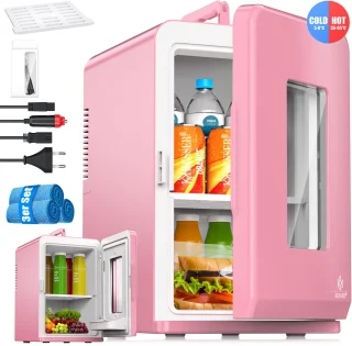 KESSER® Tafelmodel Mini Koelkast 15L Roze AC/DC