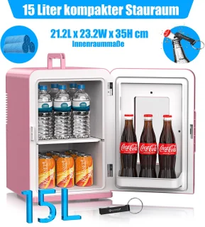 KESSER® Tafelmodel Mini Koelkast 15L Roze AC/DC