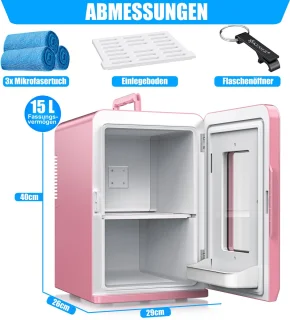 KESSER® Tafelmodel Mini Koelkast 15L Roze AC/DC