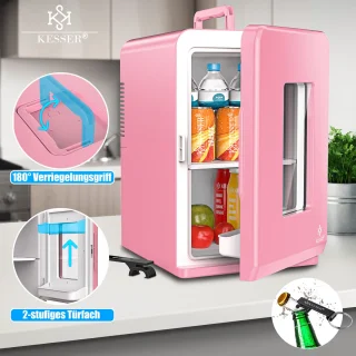 KESSER® Tafelmodel Mini Koelkast 15L Roze AC/DC