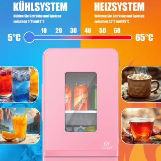 KESSER® Tafelmodel Mini Koelkast 15L Roze AC/DC