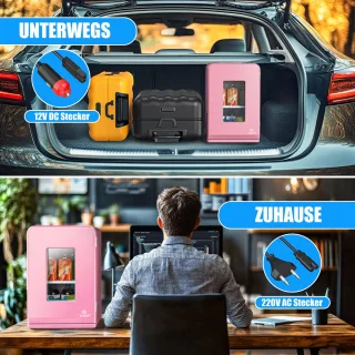 KESSER® Tafelmodel Mini Koelkast 15L Roze AC/DC