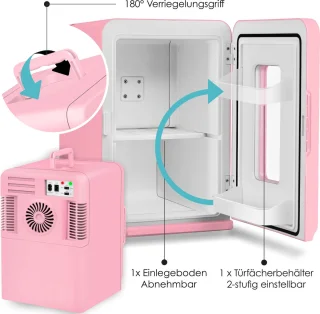 KESSER® Tafelmodel Mini Koelkast 15L Roze AC/DC