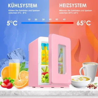 KESSER® Tafelmodel Mini Koelkast 15L Roze AC/DC