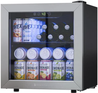 KitchenBrothers Drankkoelkast 36L - Mini koelkast met glazen deur - Zwart