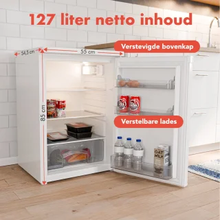 KitchenBrothers Koelkast 127L Tafelmodel Wit