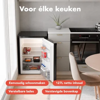 KitchenBrothers Koelkast 127L Tafelmodel Zwart