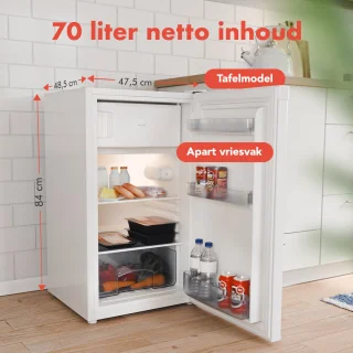 KitchenBrothers Koelkast 81L Tafelmodel Wit