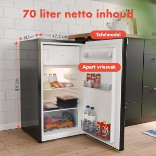 KitchenBrothers Koelkast 81L Tafelmodel Zwart