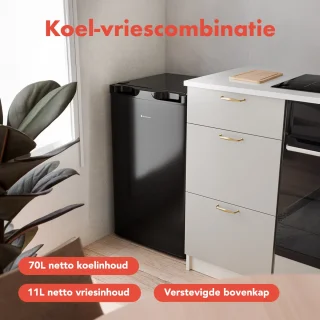 KitchenBrothers Koelkast 81L Tafelmodel Zwart