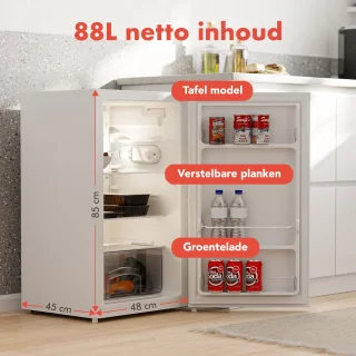 KitchenBrothers Koelkast 88L Tafelmodel Wit