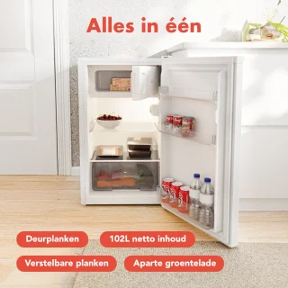 KitchenBrothers Koelkast 88L Vrijstaand Wit