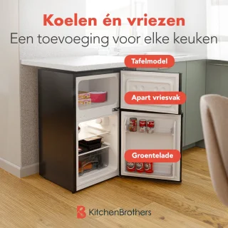 KitchenBrothers Koelvriescombinatie 85L Zwart