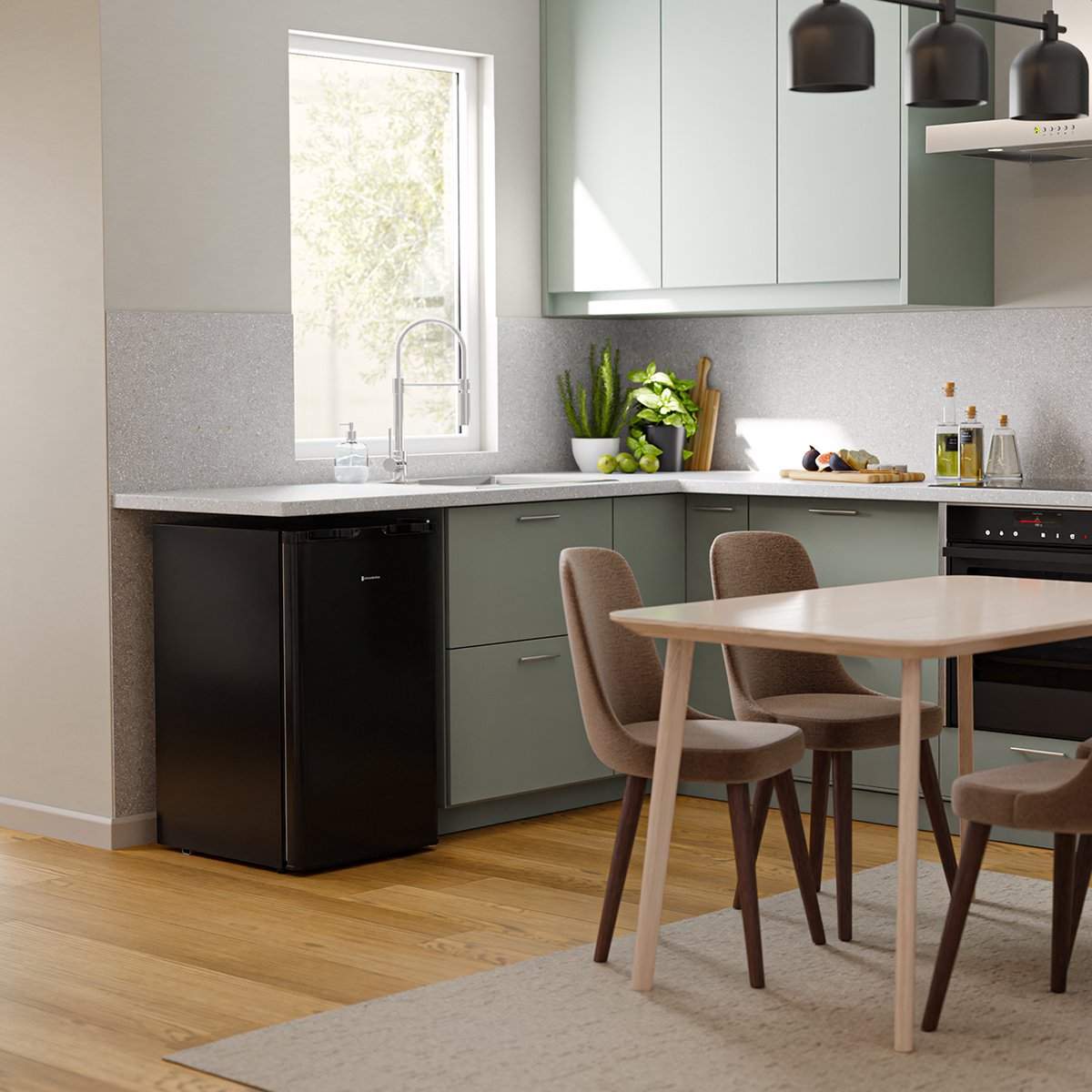 KitchenBrothers Koelvriescombinatie 88L Zwart