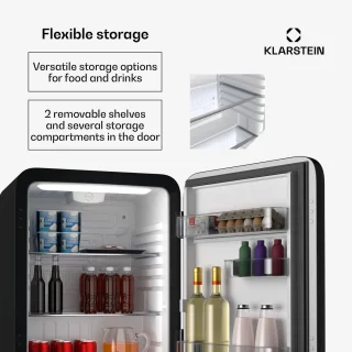 Klarstein Audrey Evo 68L Retro Mini Kühlschrank Schwarz