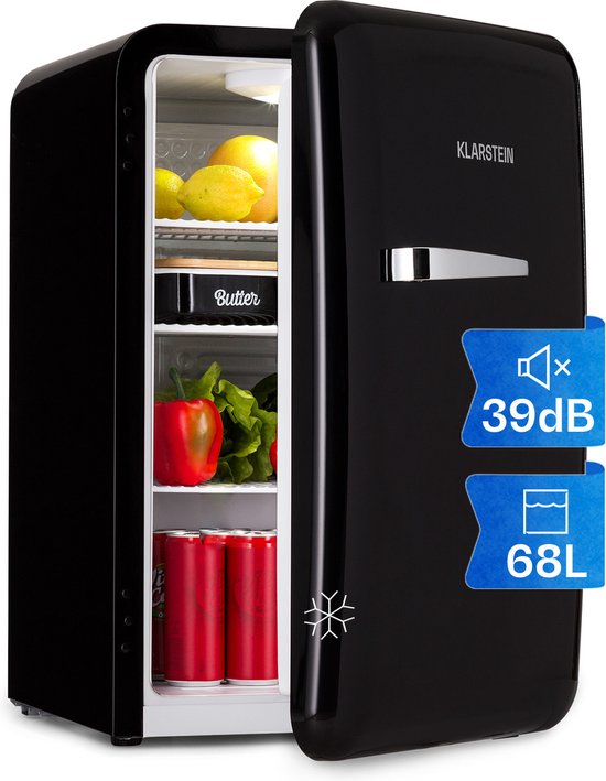 Klarstein Audrey Mini Retro Koelkast 70L Zwart