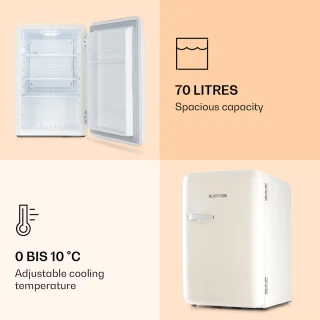 Klarstein Audrey Mini Retro Mini koelkast 70L crème