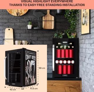 Klarstein Beersafe 70 Craft Beer Edition Drankkoelkast 70L RVS Zwart