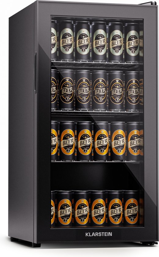 Klarstein Beersafe 74 Slim Onyx — compacte drankkoelkast met panoramadeur
