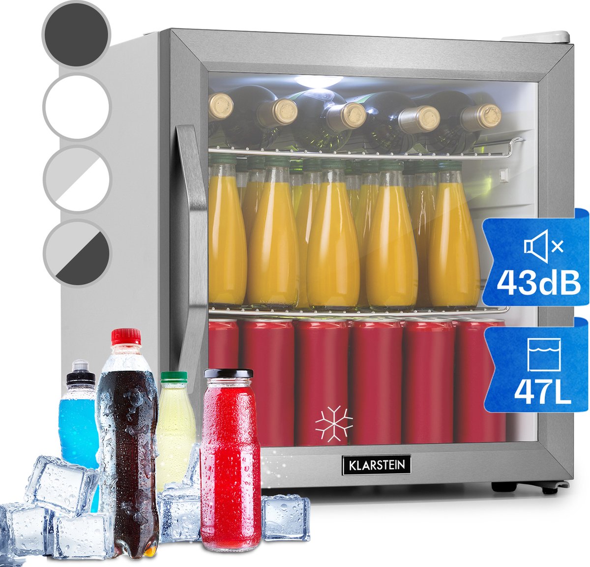 De Klarstein Beersafe L Crystal White Koelkast 47L in één oogopslag