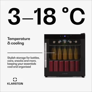 Klarstein Coachella 50 Onyx Drankenkoelkast 47L Zwart
