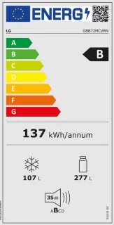 LG GBB72MCVBN Zwart Vrijstaande Koelkast 384L