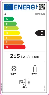 LG GBB72MCVGN koel-vriescombinatie zwart 384L