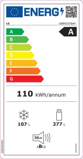 LG GBB92STBAP koel-vriescombinatie 384L A-label