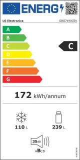 LG GBG7190CEV Vrijstaande Koelkast Zwart 349L