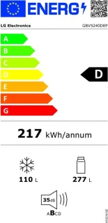 LG GBV5240DEP koel-vriescombinatie zwart 387L vrijstaand