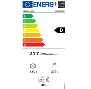 LG GBV5240DEP koel-vriescombinatie zwart 387L vrijstaand