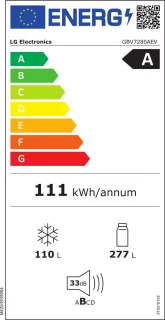 LG GBV7280AEV Koelkast Vrijstaand Zwart 387L