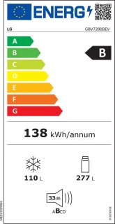 LG GBV7280BEV Koel-Vriescombinatie 387L