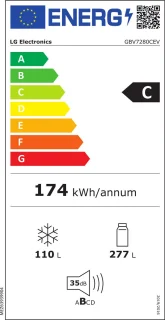 LG GBV7280CEV Koel-vriescombinatie